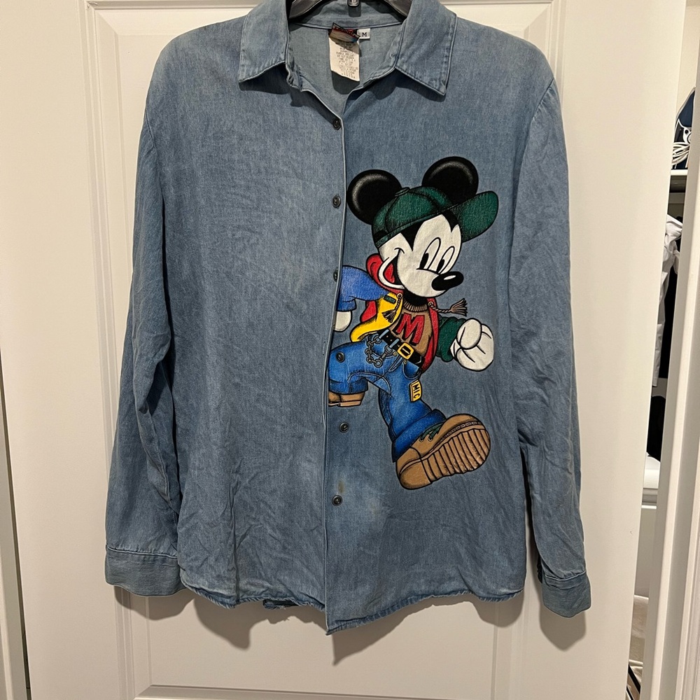 Denim Shirt with Mickey Mouse Embroidery